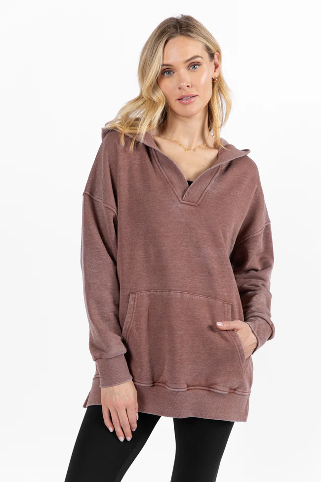 Ways To Go Brown Acid Wash Oversized Hoodie FINAL SALE - Terpint