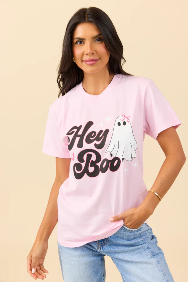 Hey Boo Light Pink Graphic Tee - Terpint