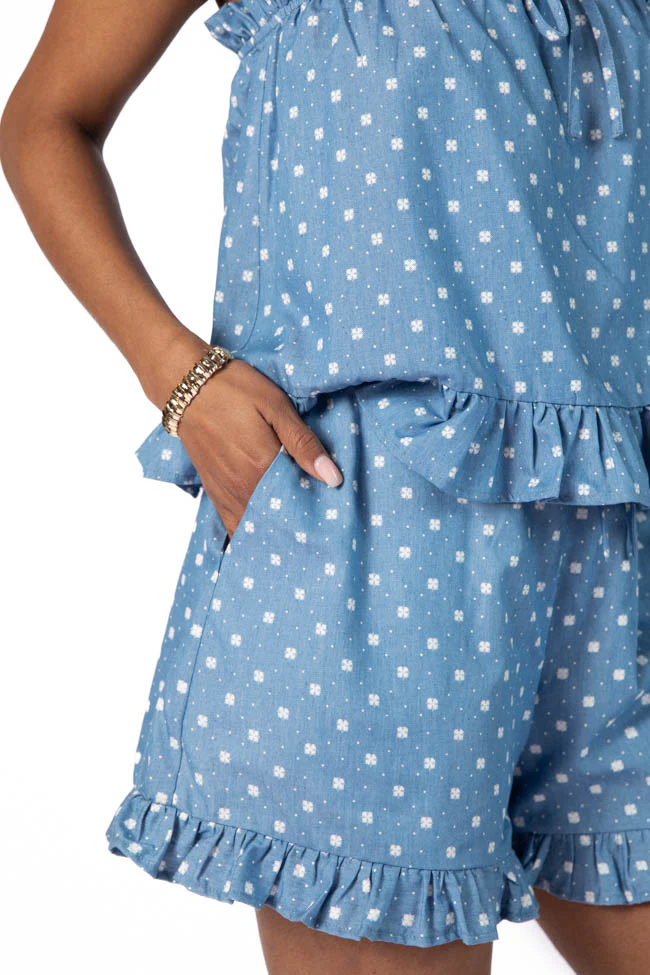 Perfect Playlist Blue Printed Chambray Set DOORBUSTER - Terpint