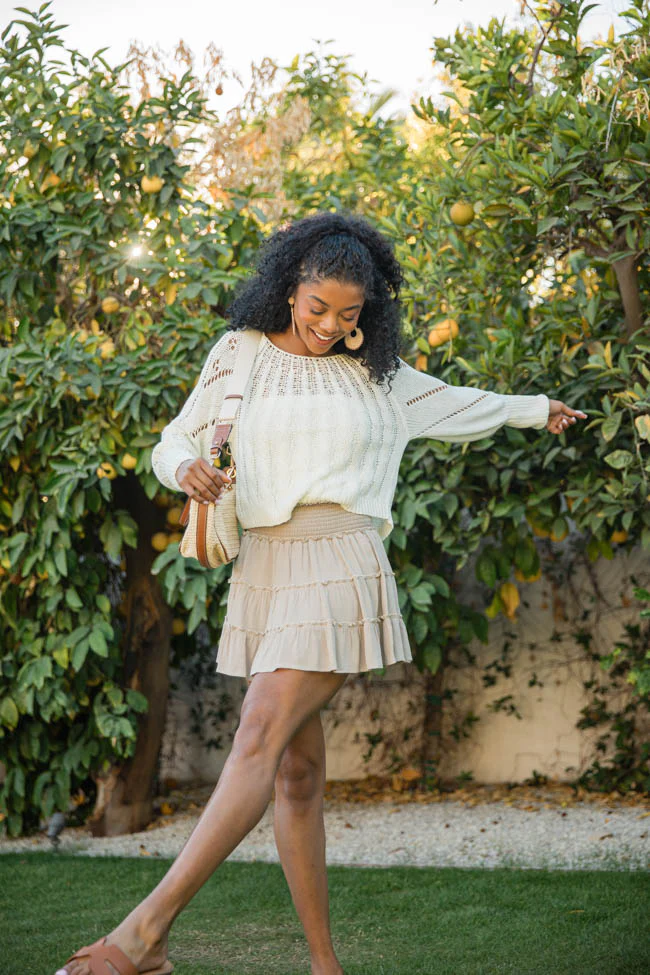 I'm Just Me Ivory Cable Knit Lightweight Sweater FINAL SALE - Terpint