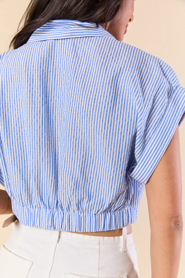 Skyline Blue Collar Cropped Striped Top FINAL SALE - Terpint