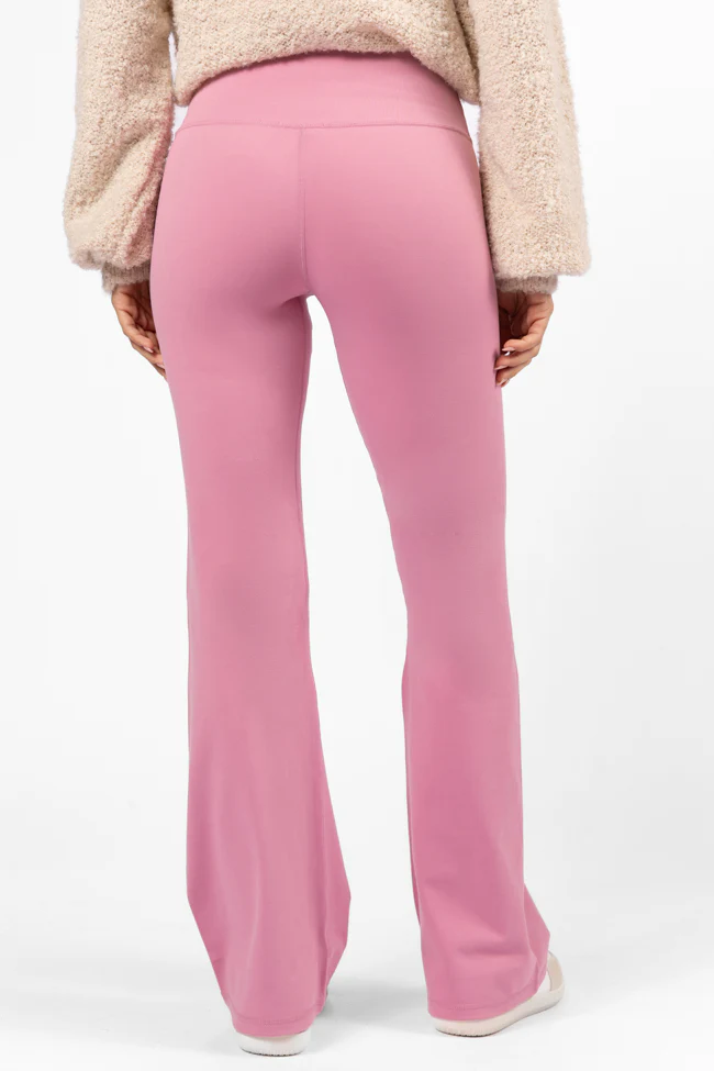 Get Moving Pink Flare Knit Leggings FINAL SALE - Terpint