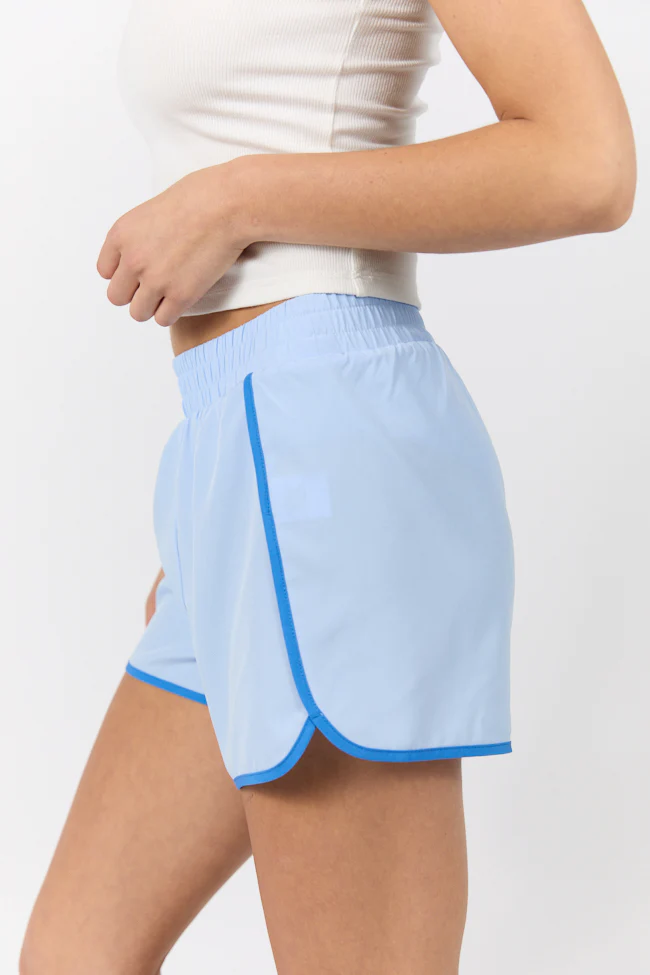 On The Move Blue Running Shorts With Contrast Trim FINAL SALE - Terpint