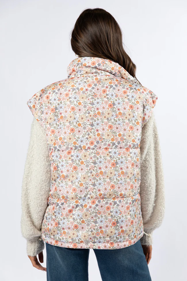 Cool Down Multi Floral Printed Puffer Vest FINAL SALE - Terpint