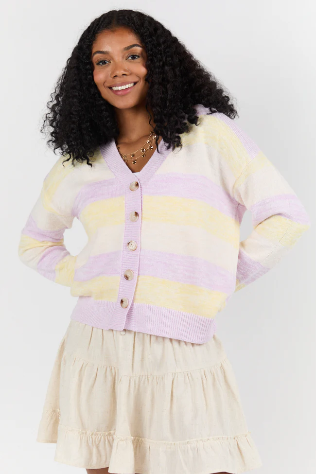 Simple Request Purple Multi Striped Cardigan FINAL SALE - Terpint