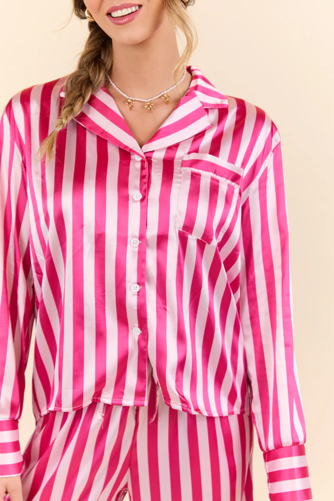 That's Our Secret Striped Satin Pajama Set DOORBUSTER - Terpint