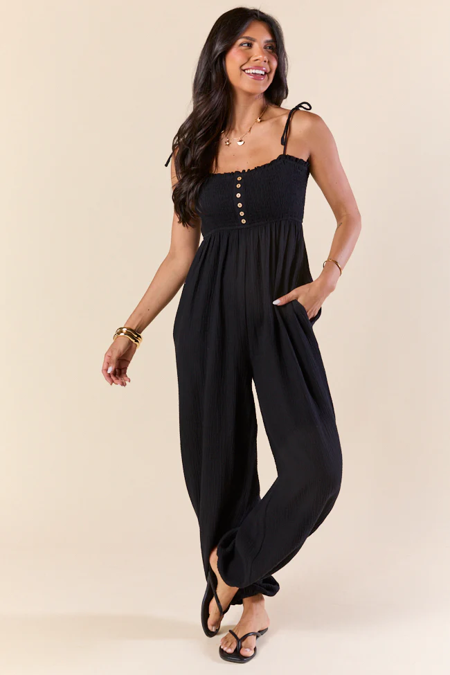 All Around Town Black Gauze Jumpsuit - Terpint