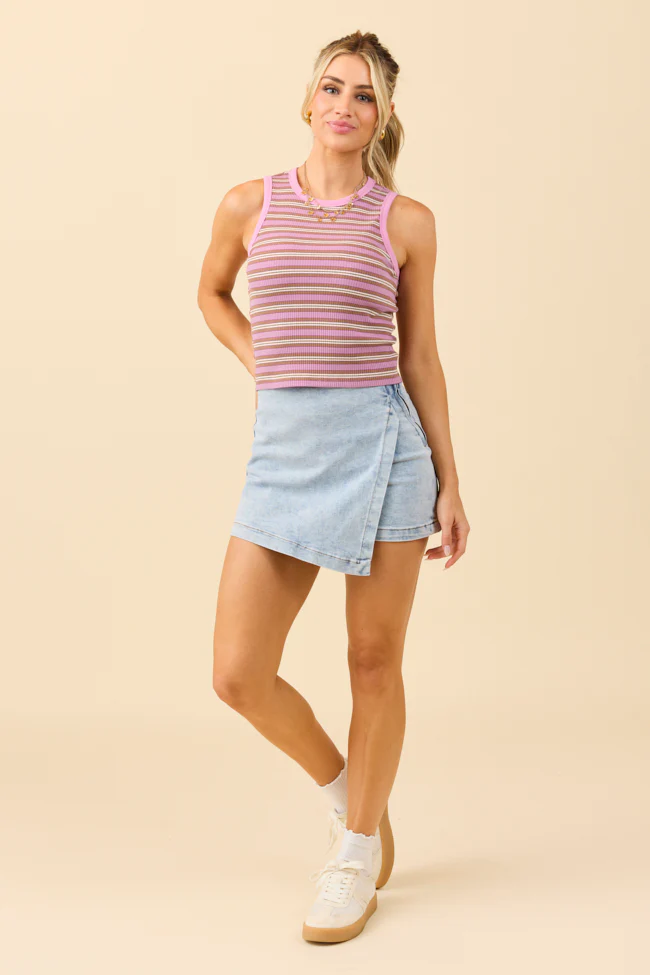 Alicia Purple and Brown Stripe Tank DOORBUSTER - Terpint
