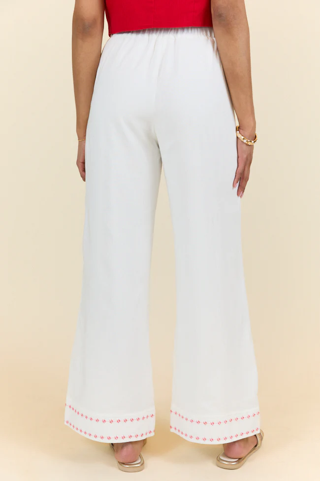 Just Feels Right Off-White Embroidered Pants FINAL SALE - Terpint