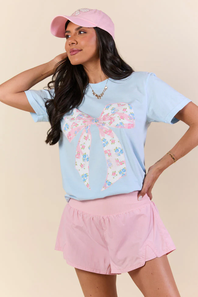 Floral Bow Chambray Graphic Tee DOORBUSTER - Terpint