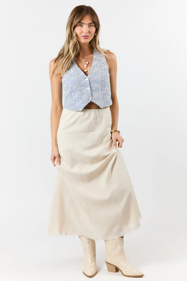 Simple As That Linen Blend Maxi Skirt DOORBUSTER - Terpint
