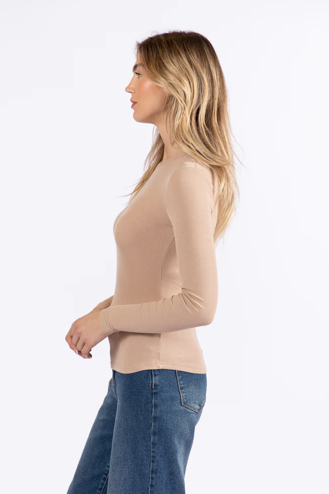 Make Your Choice Tan Ribbed Long Sleeve Tee FINAL SALE - Terpint