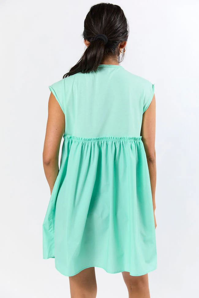 All The Buzz Mint Knit and Woven Mix Dress FINAL SALE - Terpint