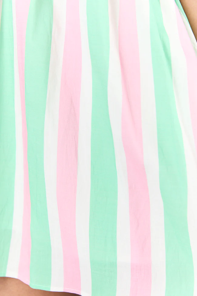 All My Life Pink and Green Striped Mini Dress FINAL SALE - Terpint