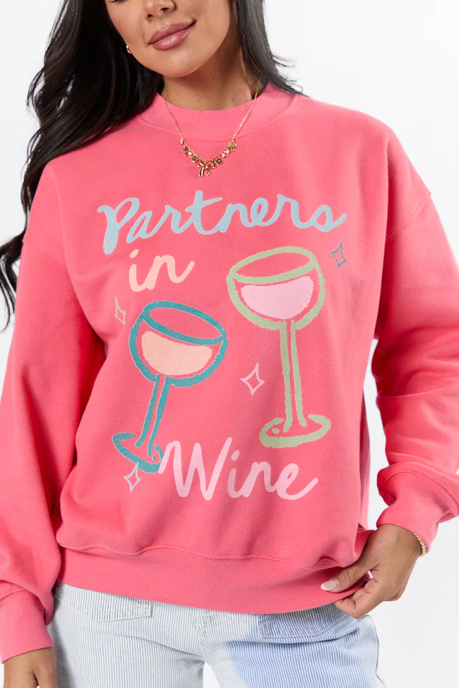 Partners in Wine Light Red Graphic Sweatshirt - Terpint