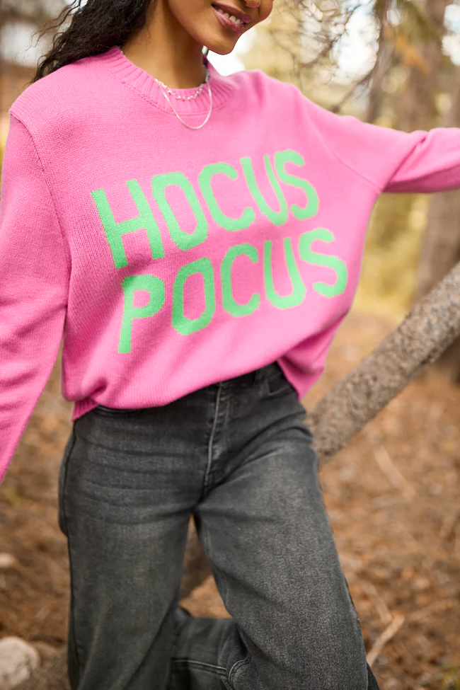 Hocus Pocus Pink And Green Crewneck Sweater - Coming Soon - Terpint