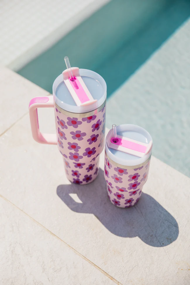 Sippin' Pretty In Kennedy Daisy 40 oz Drink Tumbler With Lid And Straw FINAL SALE - Terpint