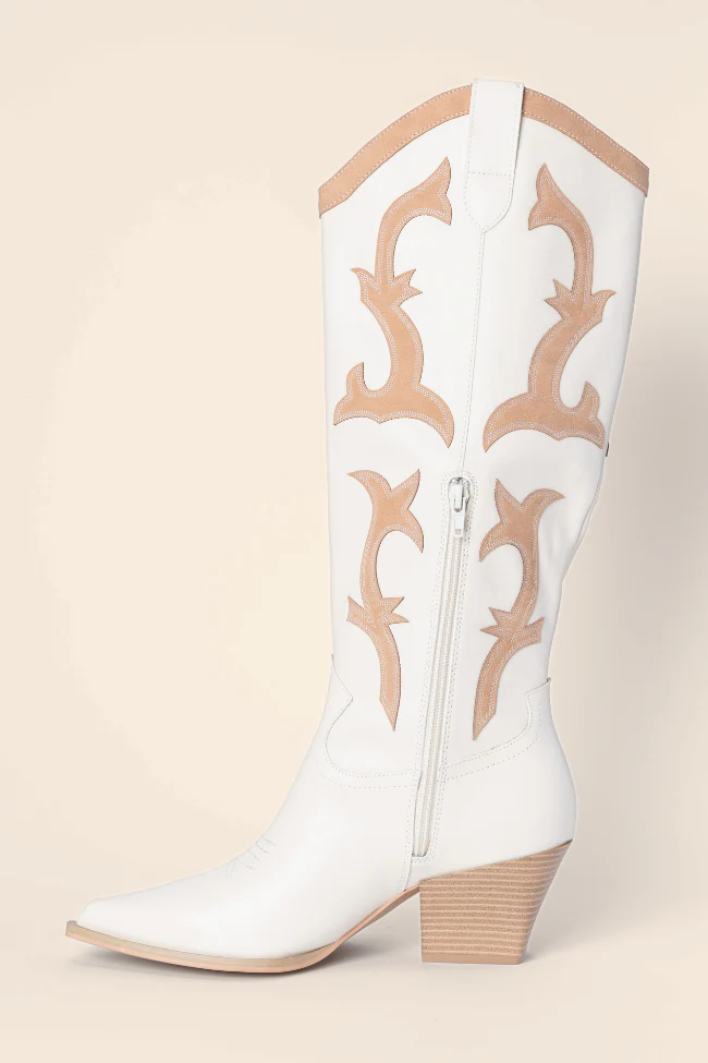 Adriana Beige Cowboy Boots DOORBUSTER - Terpint