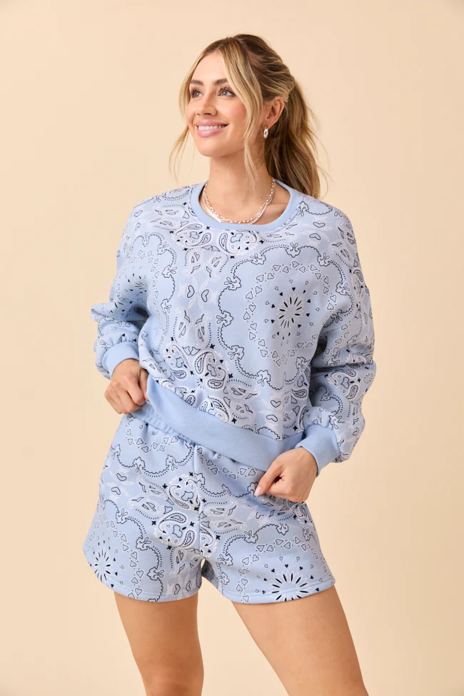 Lilah Blue Paisley Lounge Set DOORBUSTER - Terpint