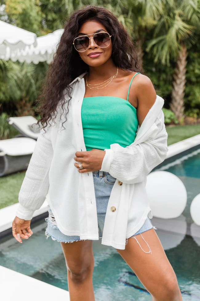 Pulling It Together Ivory Waffle And Gauze Shacket FINAL SALE - Terpint