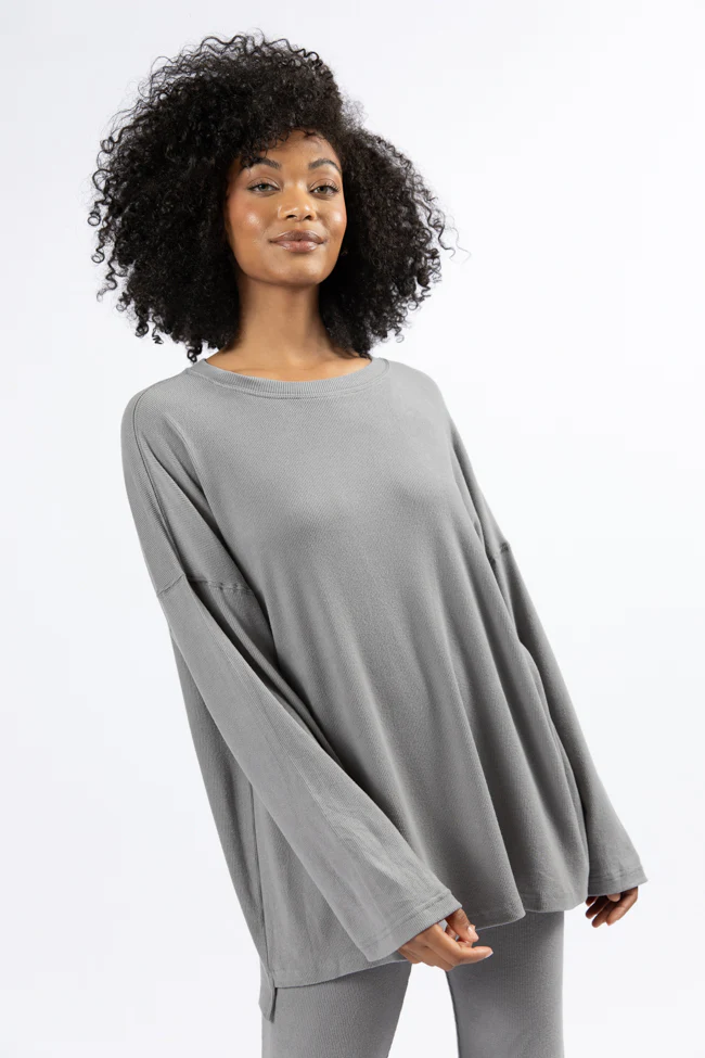 The Perfect Charcoal Brushed Rib Flare Pants Set FINAL SALE - Terpint