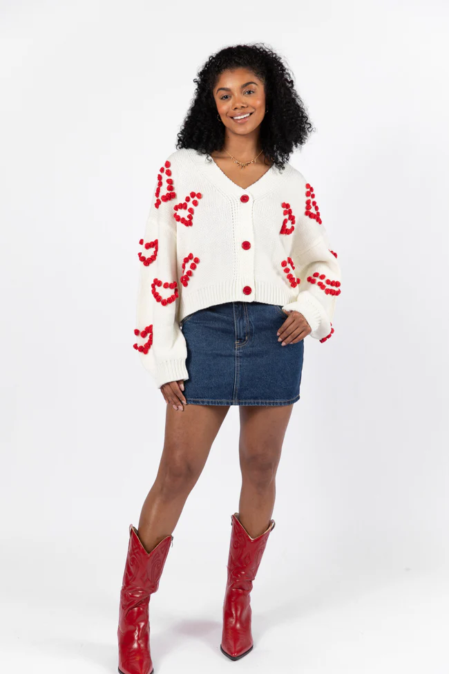 Better Together Ivory Heart Embroidered Cardigan FINAL SALE - Terpint