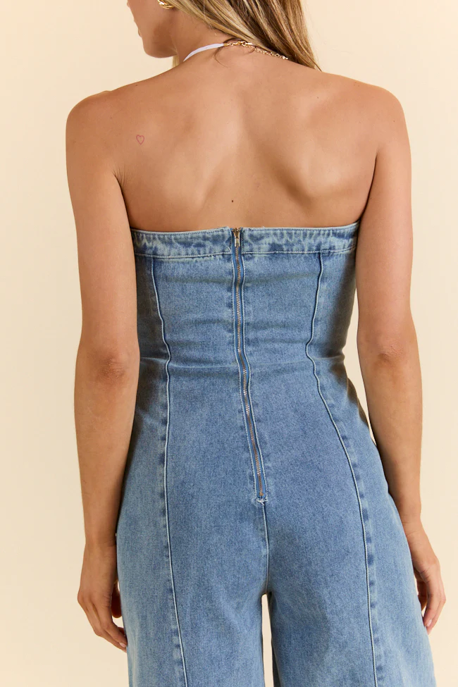 Nashville Nights Corset Denim Jumpsuit Just Classically Cassidy X Pink Lily - Terpint