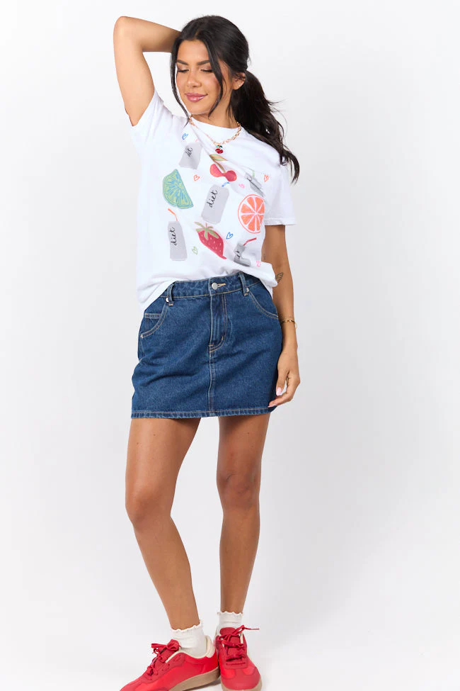Diet Soda and Fruit White Graphic Tee - Terpint