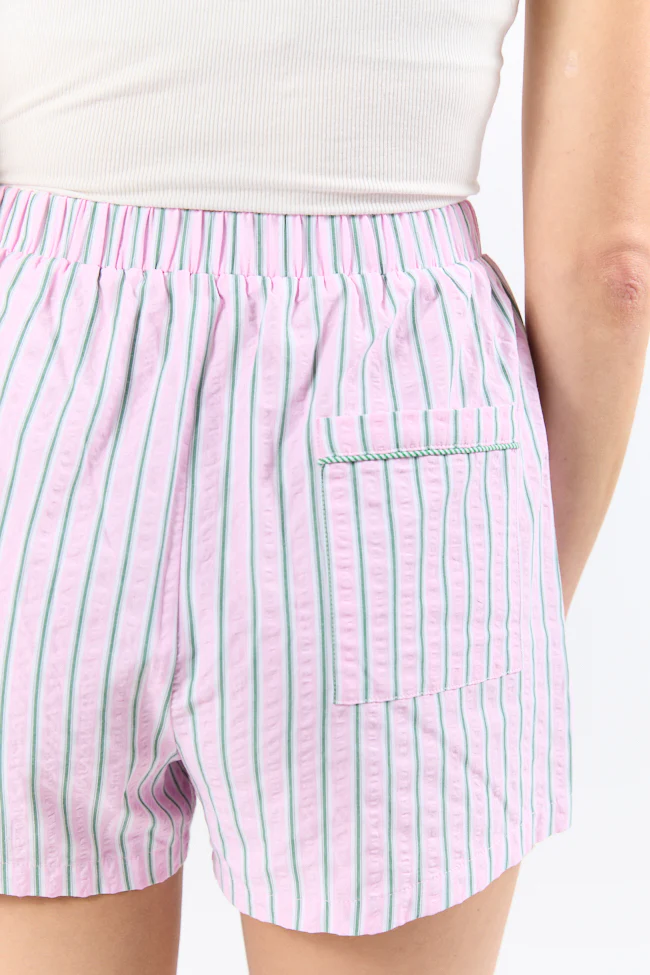 Palm Grove Light Pink and Green Striped Pull On Boxer Shorts SALE - Terpint