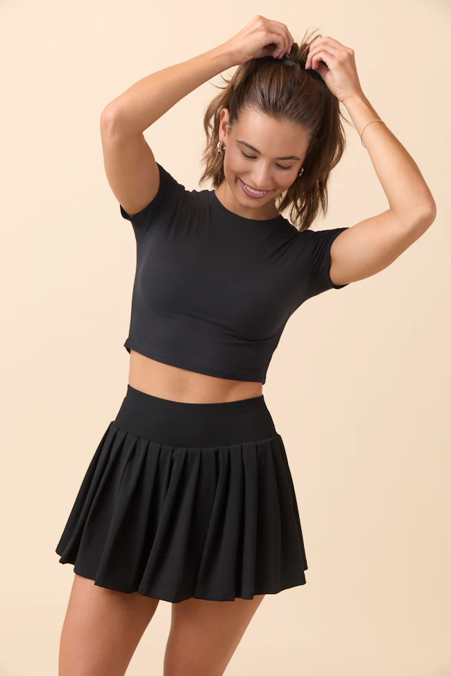 For The Win Black Pleated Tennis Skirt - Terpint