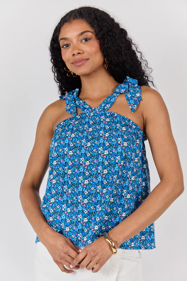 Summer Memories Navy Floral Halter Tank FINAL SALE - Terpint