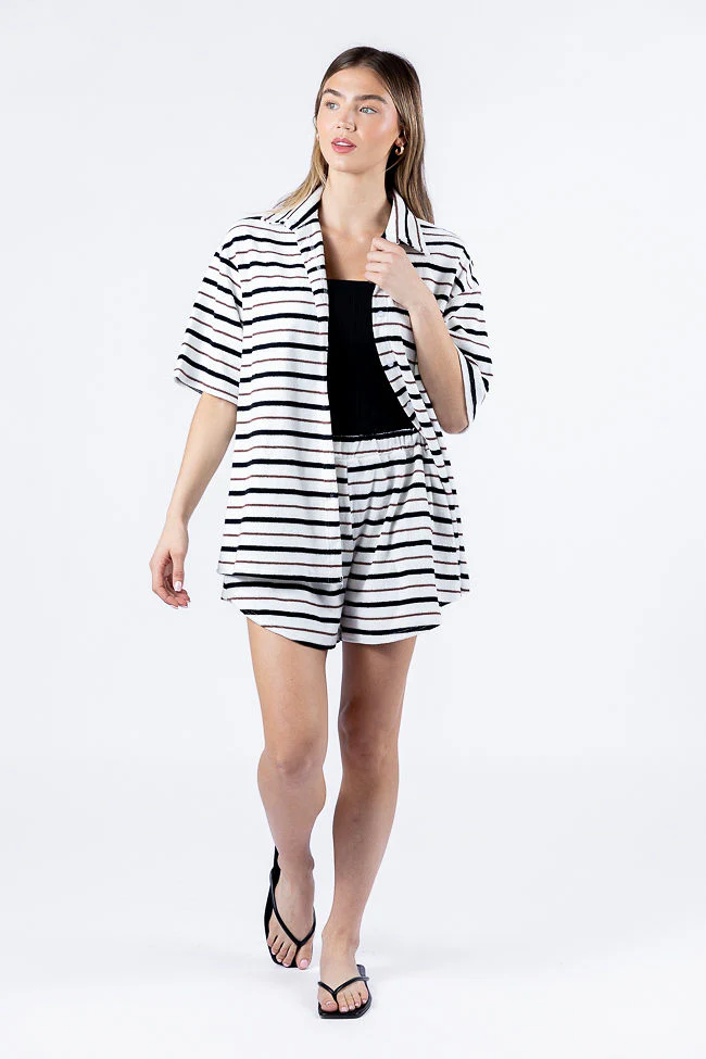 Backyard Hangout Neutral Striped Terrycloth Set FINAL SALE - Terpint