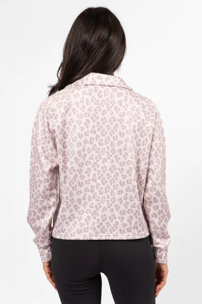 Change Of Heart Leopard Print Quarter Zip Pullover - Terpint