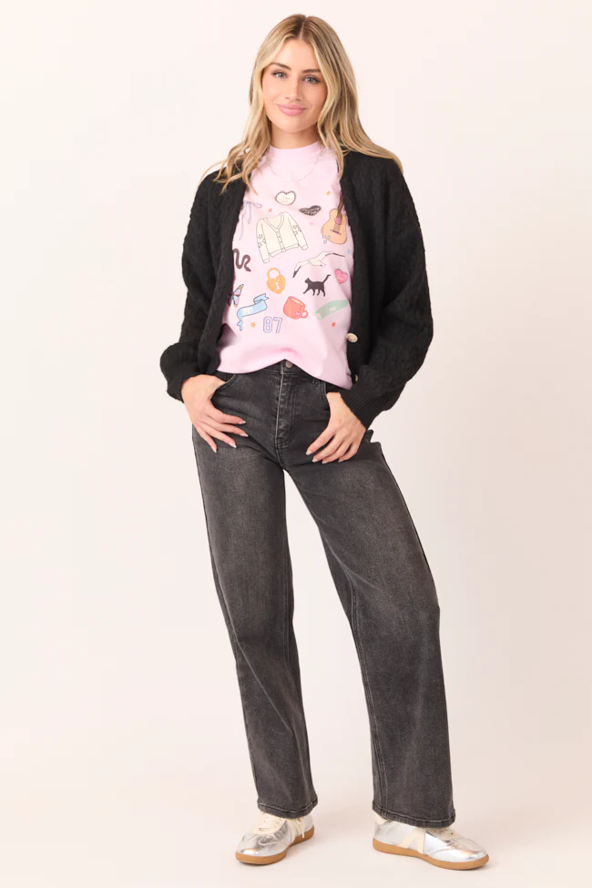 Eras Multi Icons Light Pink Graphic Tee - Terpint