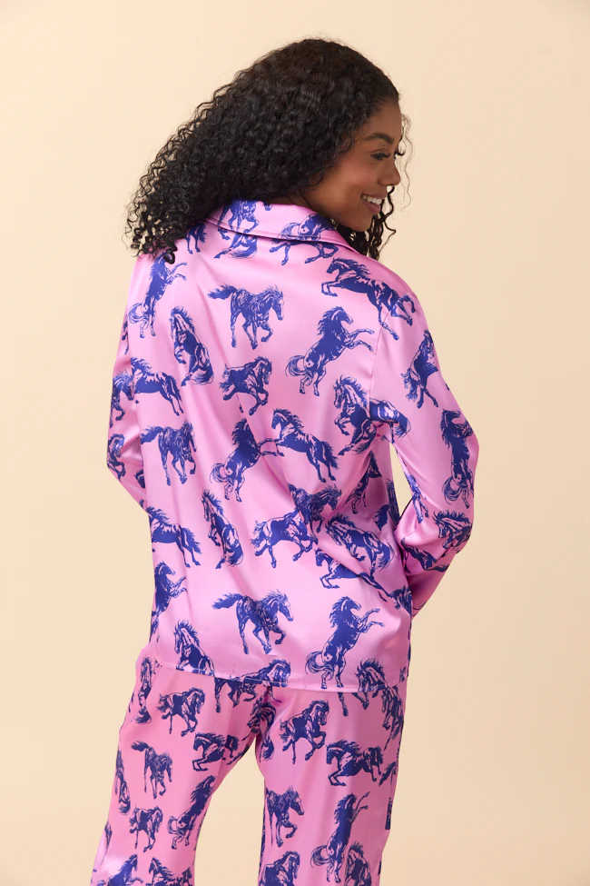 The Kylie Pink Wild Horses Pajama Set Just Classically Cassidy X Pink Lily - Terpint