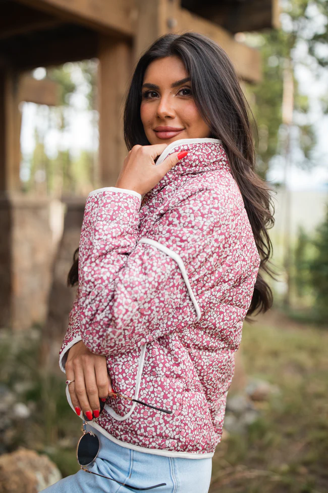 Set Me Free Berry Floral Quilted Jacket FINAL SALE - Terpint