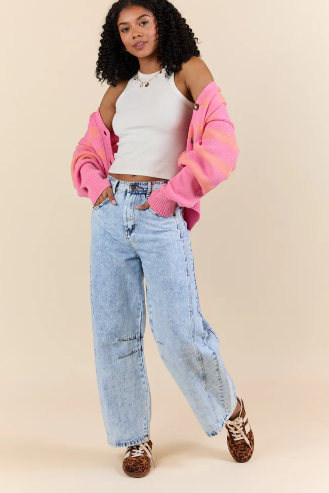 Bella Light Wash Pull On Barrel Jeans SALE - Terpint