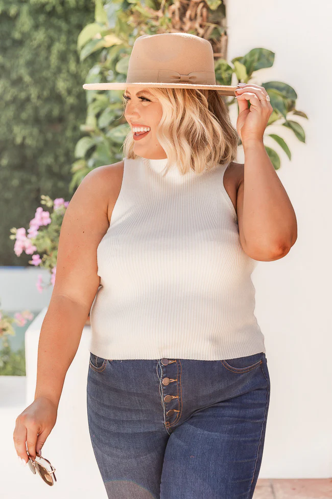 Clear My Schedule Ivory Mock Neck Sweater Tank FINAL SALE - Terpint