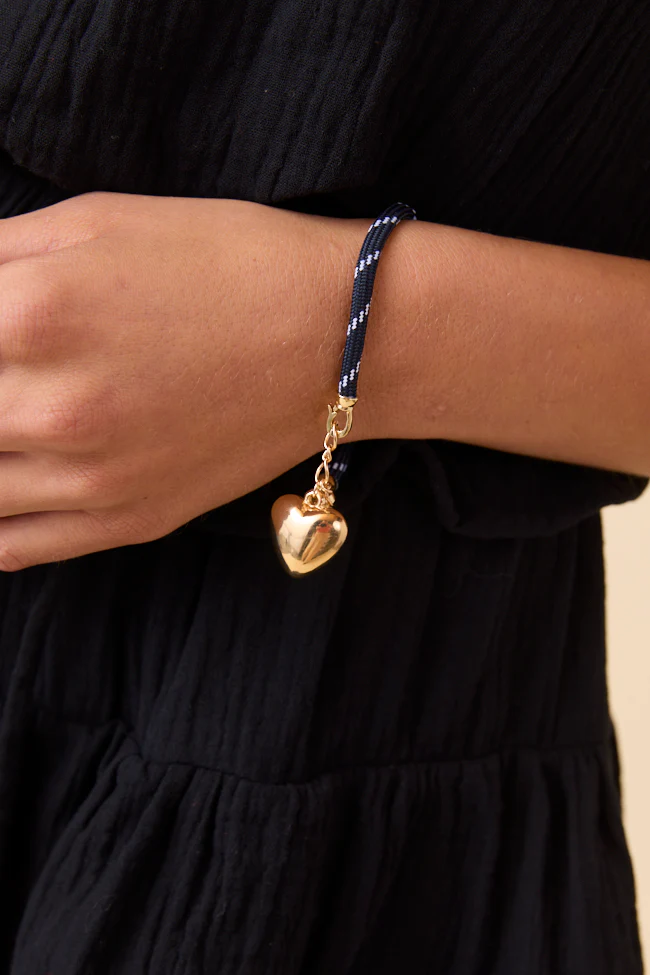 Lea Black Puff Heart Bracelet - Terpint