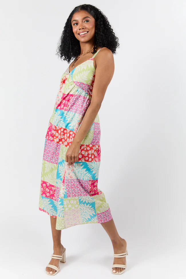 Pieces That Complete Me Multi Patchwork Babydoll Midi Dress FINAL SALE - Terpint