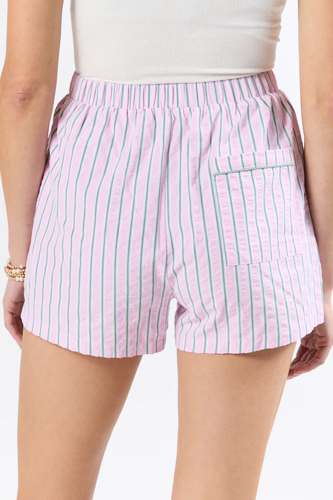 Palm Grove Light Pink and Green Striped Pull On Boxer Shorts SALE - Terpint