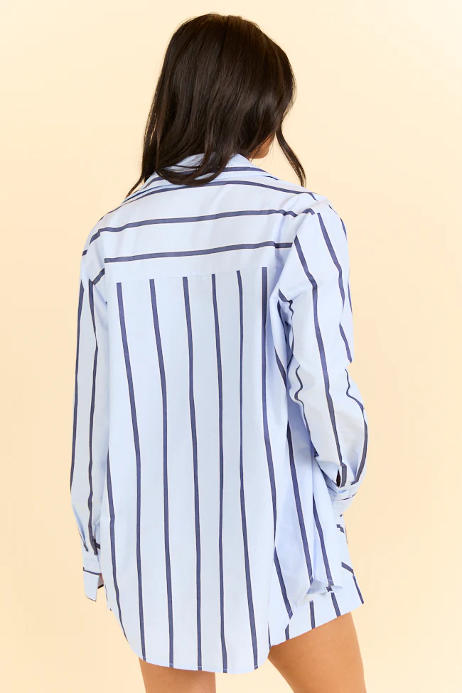Stay Anchored Light Blue Stripe Button Down Shirt and Shorts Set - Terpint