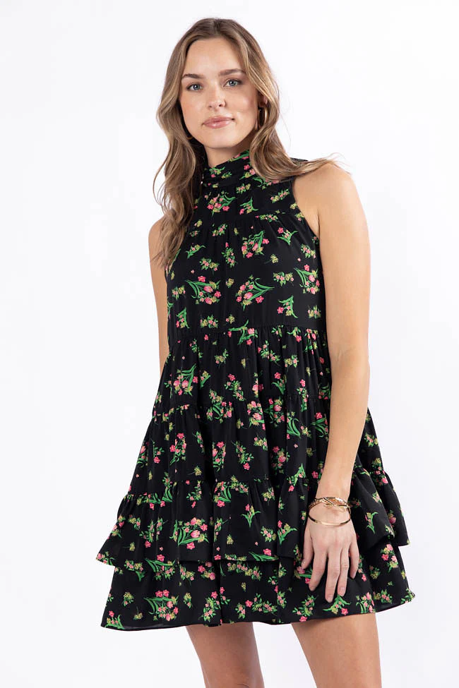 Called It Black Floral Print Mini Dress FINAL SALE - Terpint