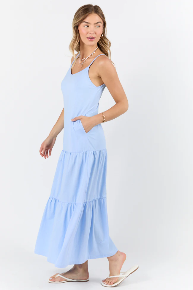 Sweet Melodies Blue Ribbed Knit Maxi Dress FINAL SALE - Terpint