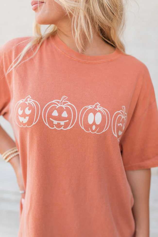 Pumpkin Faces Rust Graphic Tee - Terpint