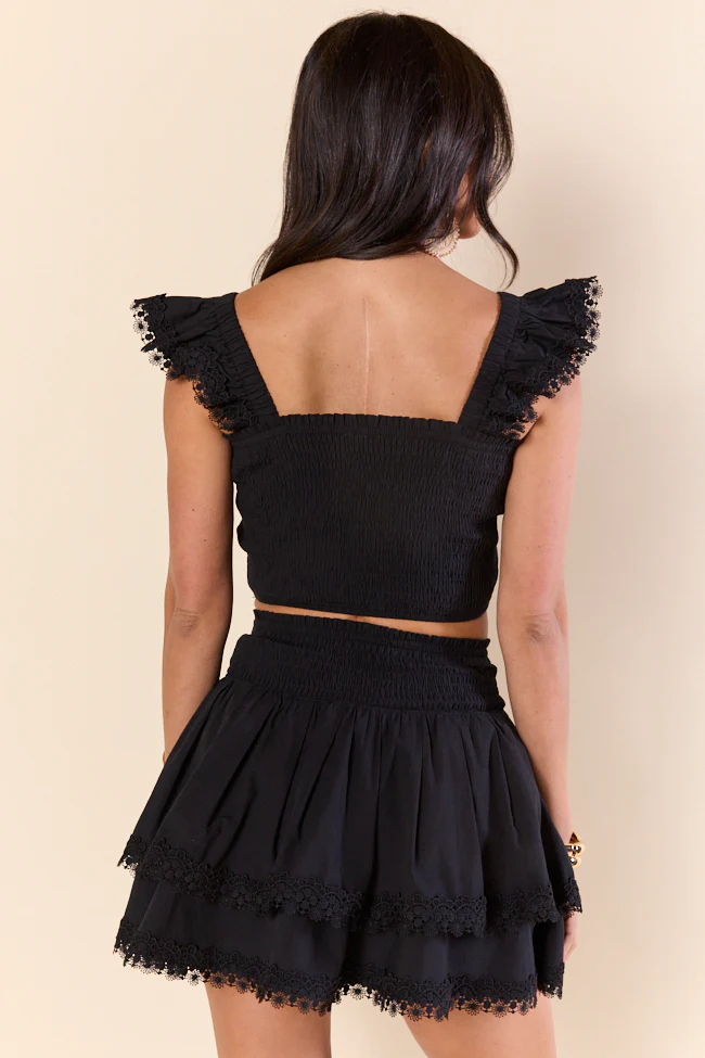 Sweet Talk Black Flutter Shoulder Tank and Skort Set SALE - Terpint