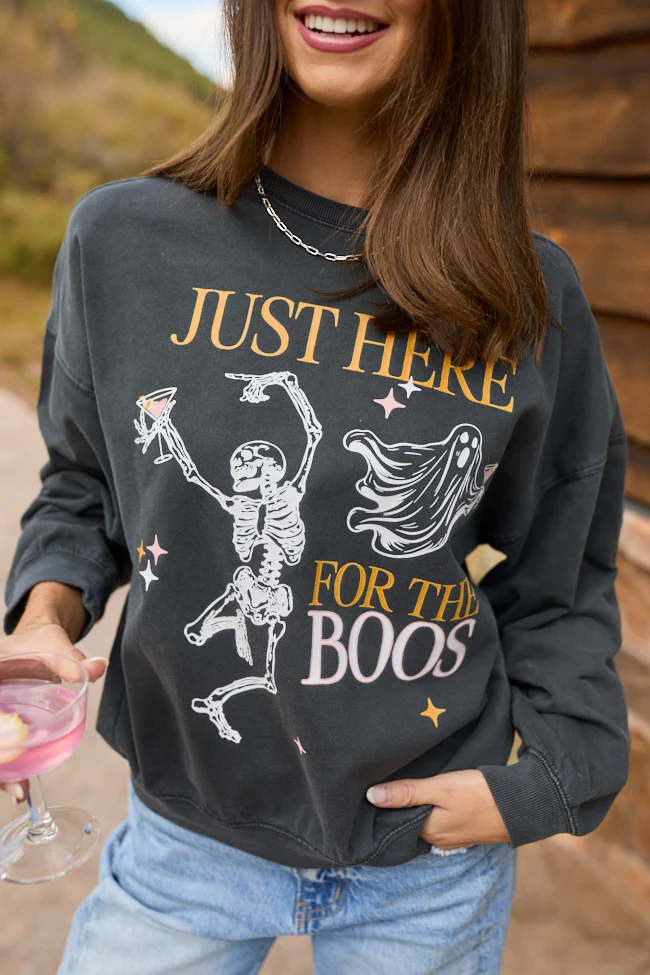 Just Here For The Boos Black Graphic Sweatshirt - Terpint