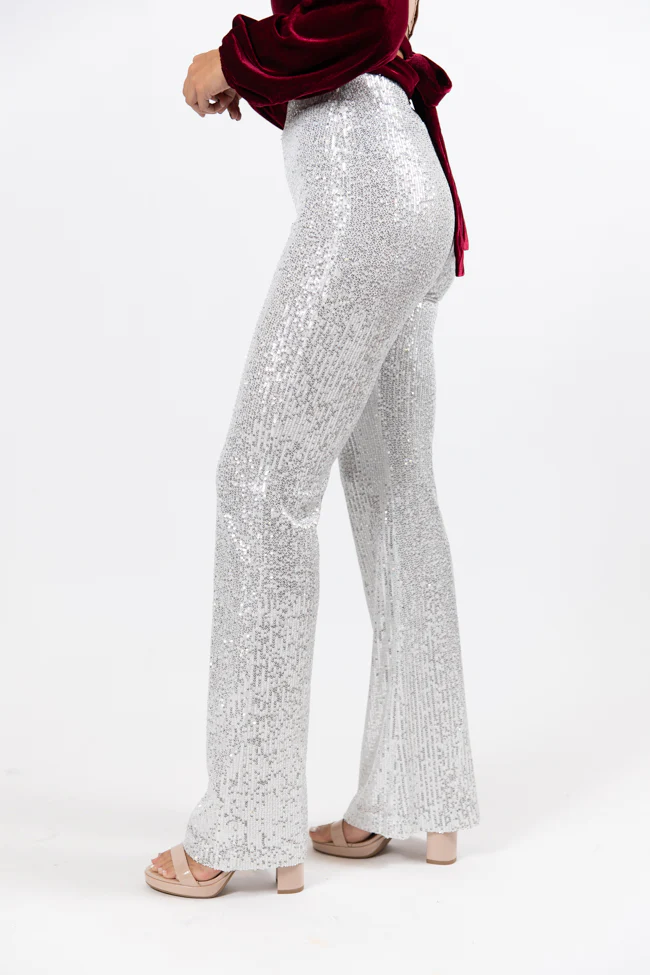 Queen of Hearts Silver Sequin Flare Pants FINAL SALE - Terpint