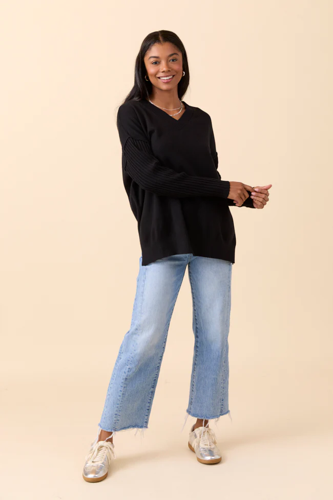 Mariah Black Relaxed Long Sleeve Pullover Tunic DOORBUSTER - Terpint
