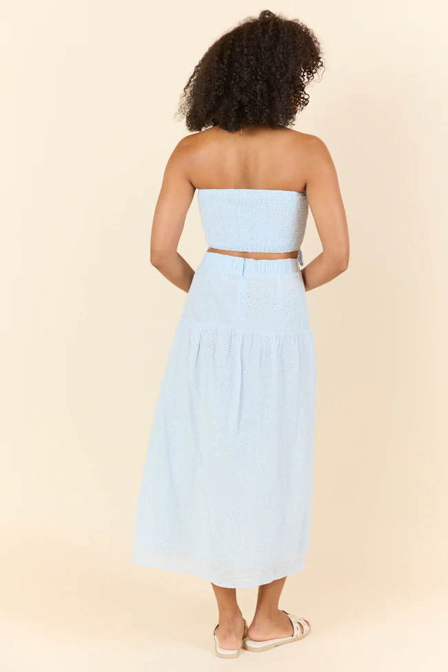 Take It Easy Blue Eyelet Tube Top Set SALE - Terpint